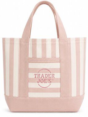 Trader Joe's Pale Pink Striped Mini Canvas Tote Bag NWT Summer 2026